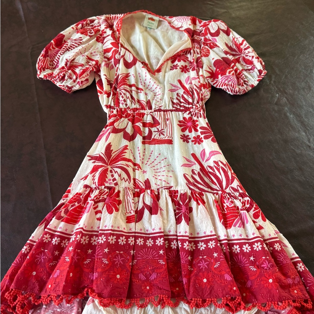 Red and White Floral Dress